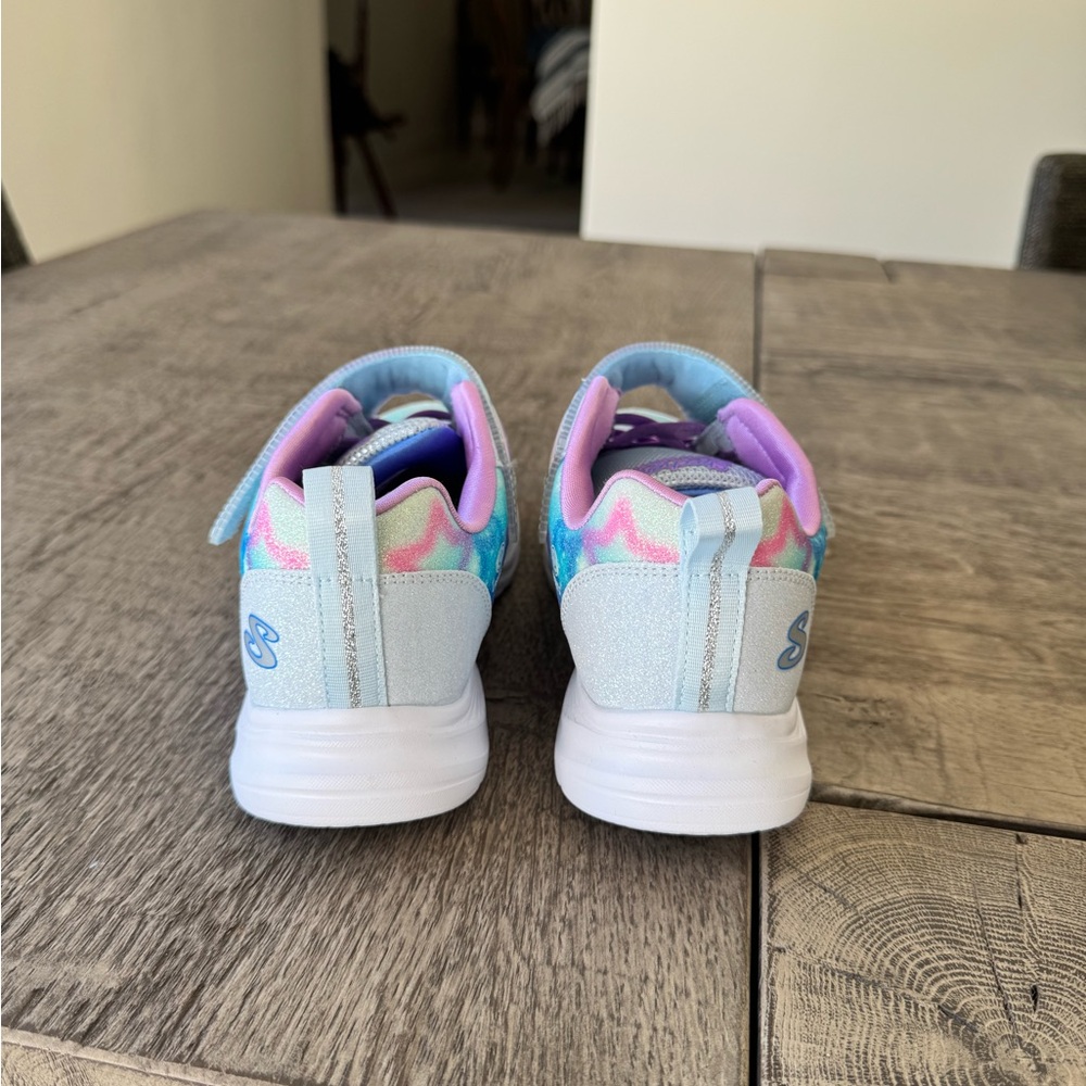 Skechers Kids Light-Up Sneakers Rainbow Glitter Wing Shoes | Girls Size 2.5 - Picture 4 of 6